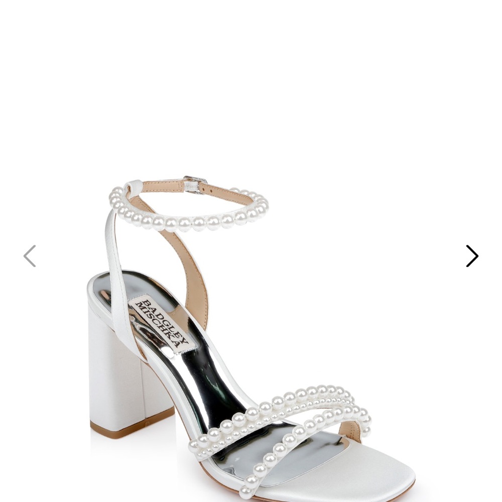 Badgley Mischka Women's White Pearl-Embellished Sandals